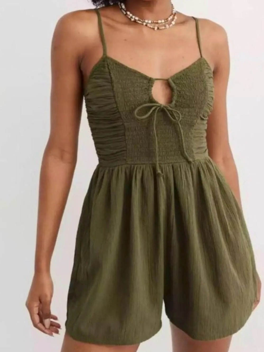 Aerie Smocked Woven Romper